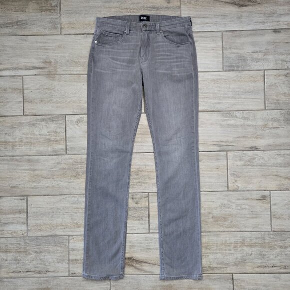 Paige Federal Xlong Jeans Men's Grey Wash Stretch Denim Straight Leg 34 Long - Picture 1 of 9